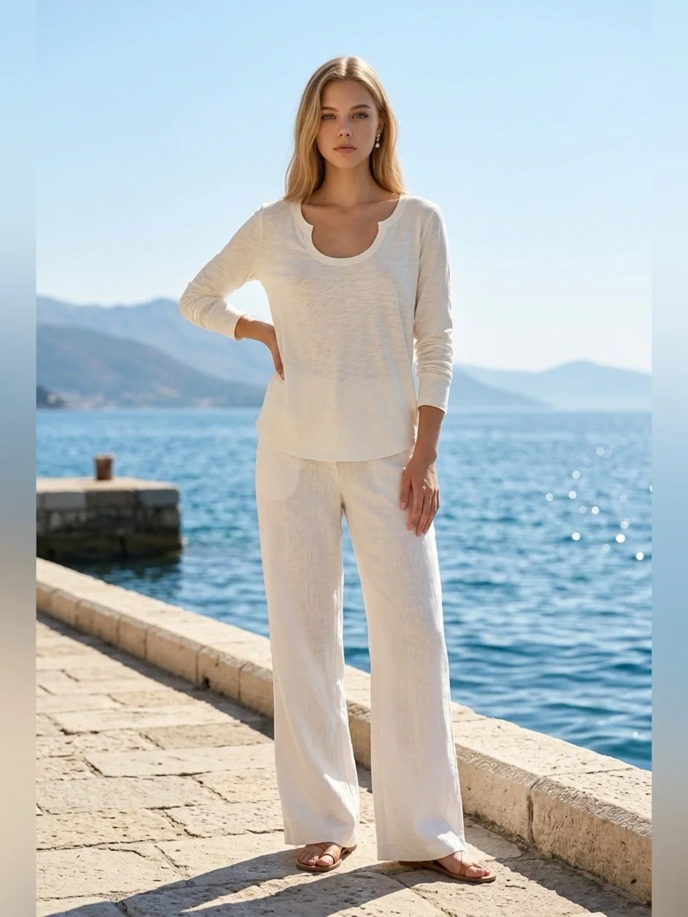 Anthropologie Long Sleeve Scoop Round Neck Top - Picture 1 of 7